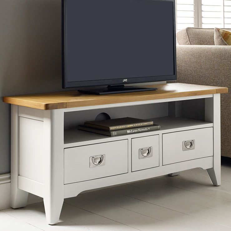 Bordeaux Painted Ivory Tv Stand For Tvs Up To 49" | Costco Uk Intended For Compton Ivory Corner Tv Stands (View 6 of 15)