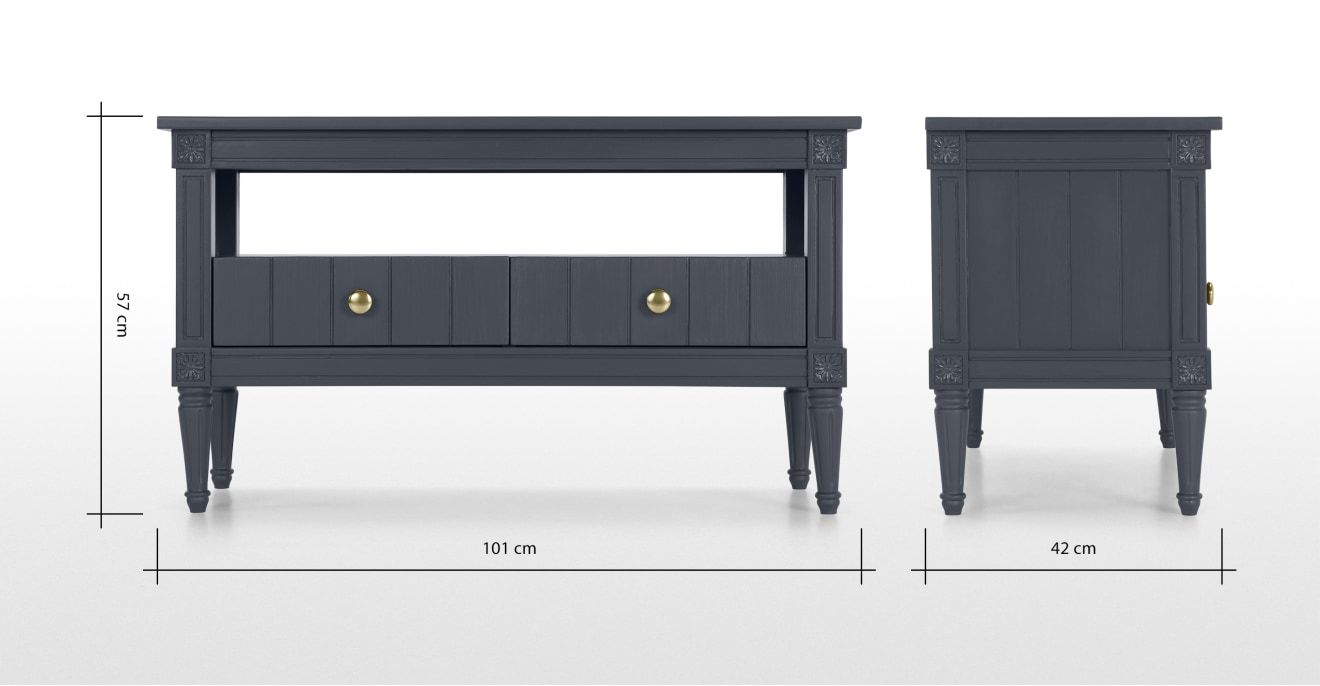 Bourbon Vintage Tv Stand, Slate Blue & Brass | Made Within Bromley Slate Tv Stands (View 4 of 15)