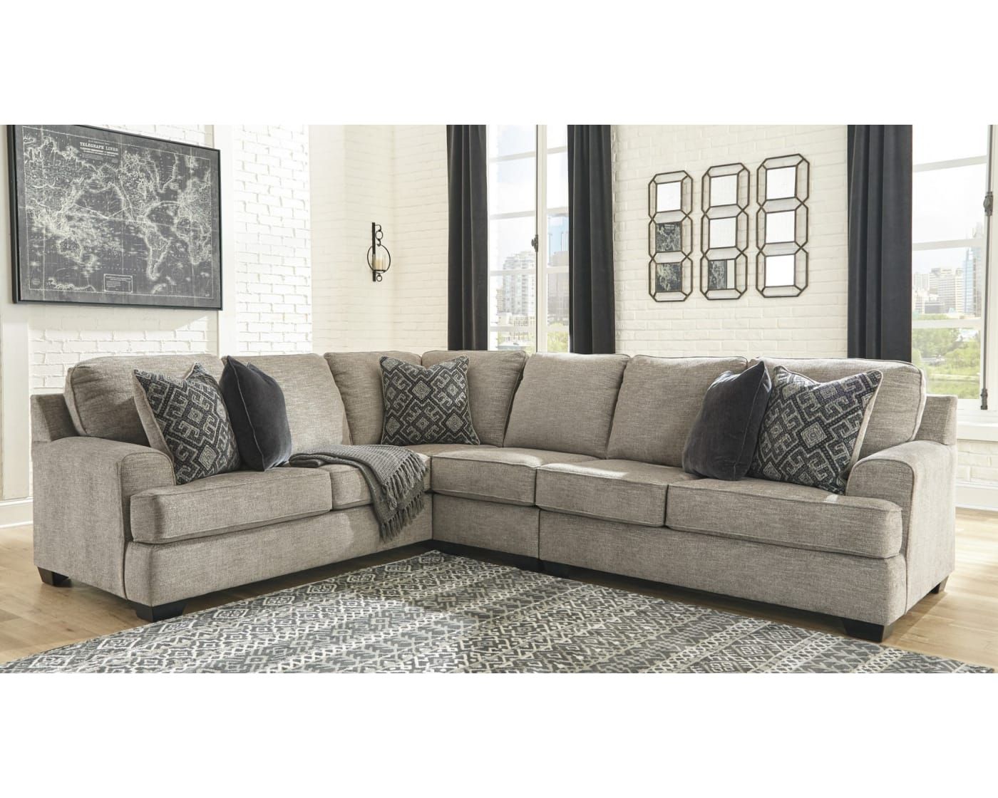 Bovarian Stone 3 Piece Right Facing Sectional Sofa With Dulce Right Sectional Sofas Twill Stone (View 5 of 15)