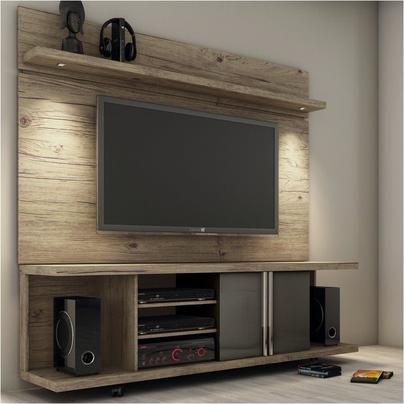 Bowery Hill 71" Tv Stand And Panel In Natural And Onyx Inside Tv Stands With Back Panel (View 6 of 15)