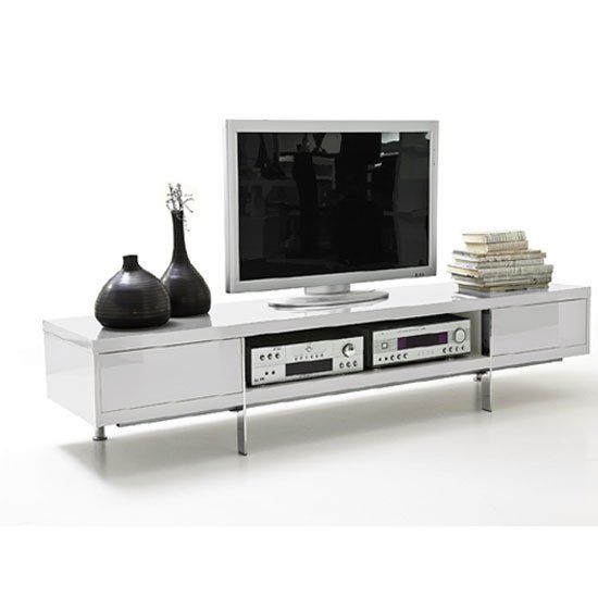 Brisbane Lcd Tv Stand In White High Gloss Finish With 2 Regarding High Gloss White Tv Cabinets (Photo 1 of 15)