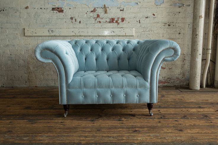British Handmade Vintage Dusty Blue Velvet Chesterfield Pertaining To Brayson Chaise Sectional Sofas Dusty Blue (View 15 of 15)