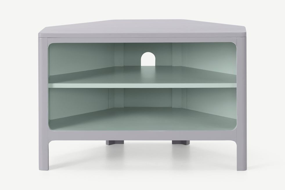 Bromley Corner Media Unit, Grey & Mint | Made With Regard To Bromley Oak Corner Tv Stands (Photo 9 of 15)