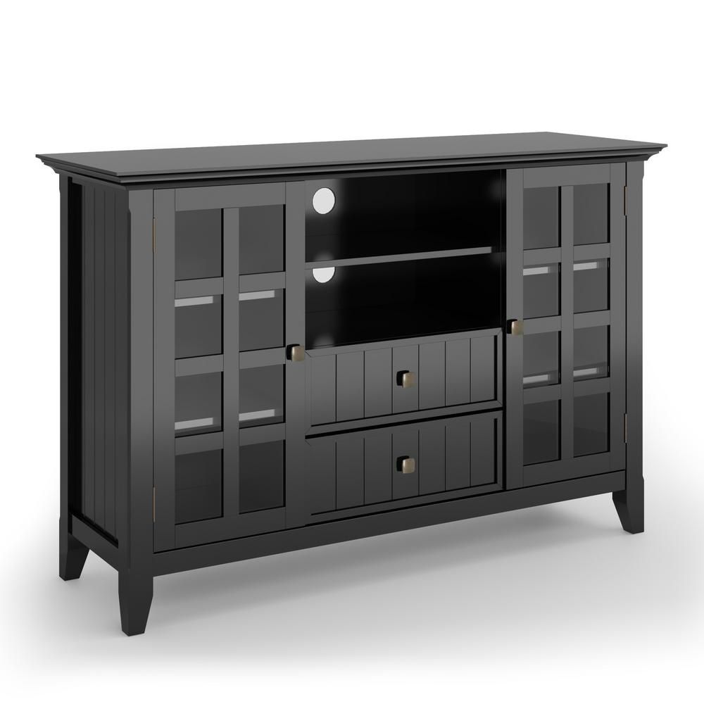 Brooklyn + Max Brunswick 53 In. Black Wood Tv Stand With 2 Throughout Dark Wood Tv Stands (Photo 6 of 15)