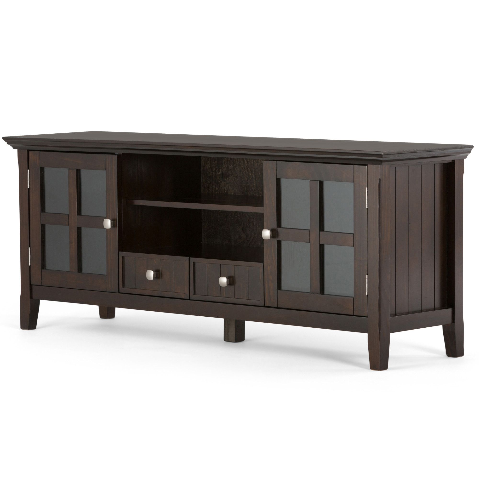 Brooklyn + Max Brunswick Solid Wood 60 Inch Wide Rustic Tv Throughout Carbon Wide Tv Stands (View 14 of 15)