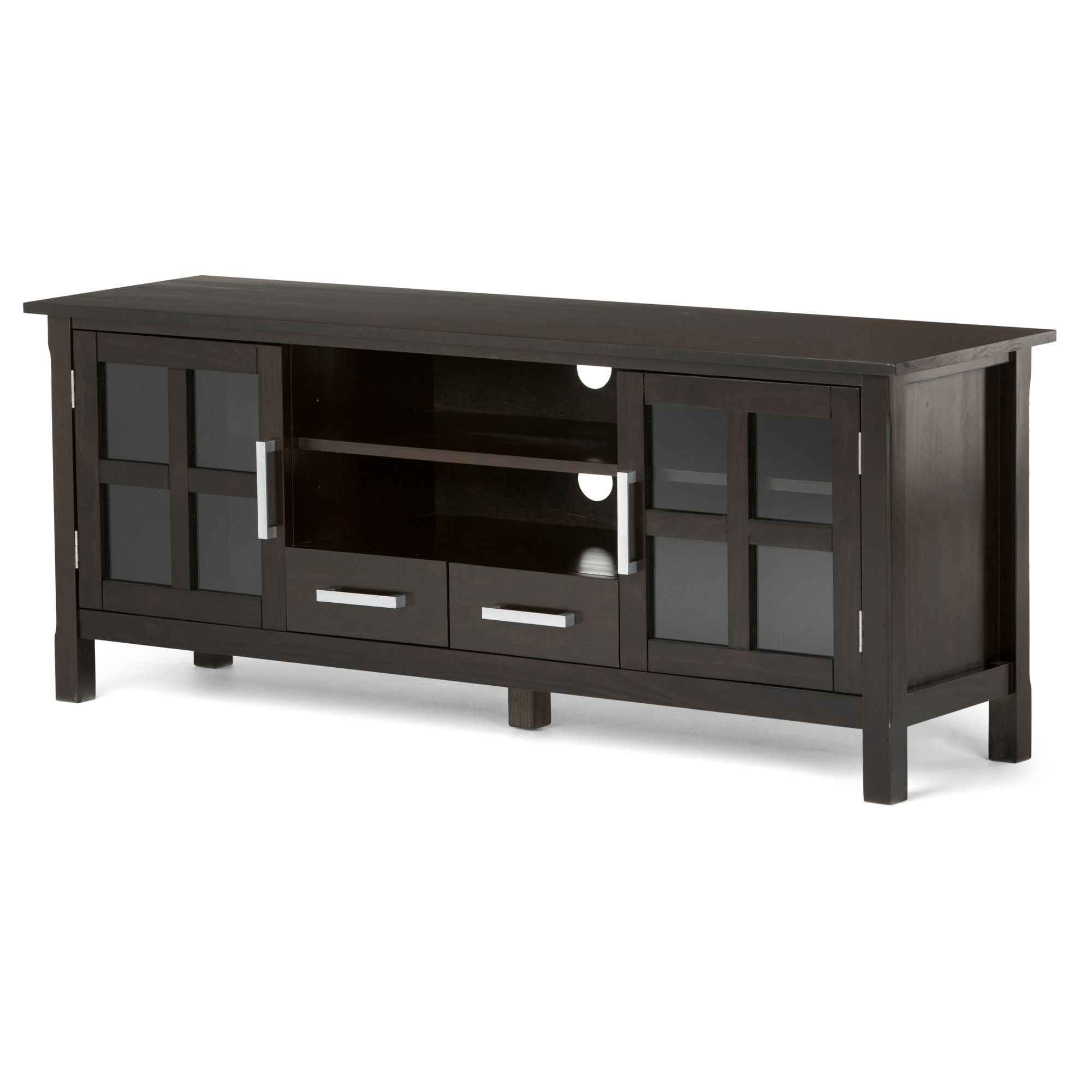Brooklyn + Max Providence Solid Wood 60 Inch Wide Pertaining To Bromley Extra Wide Oak Tv Stands (Photo 14 of 15)
