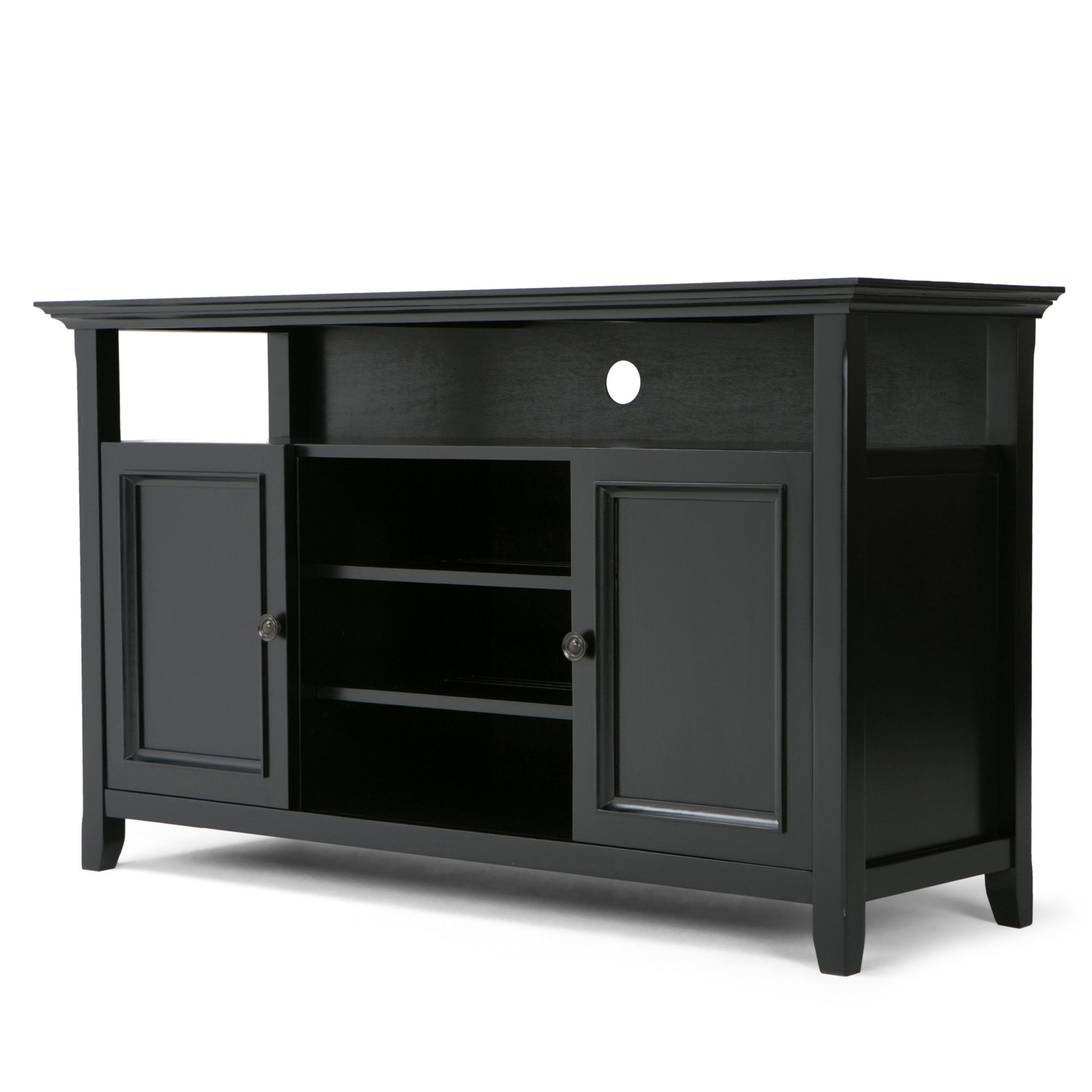 Brooklyn + Max Washington Solid Wood 54 Inch Wide For Bromley Black Wide Tv Stands (Photo 3 of 15)