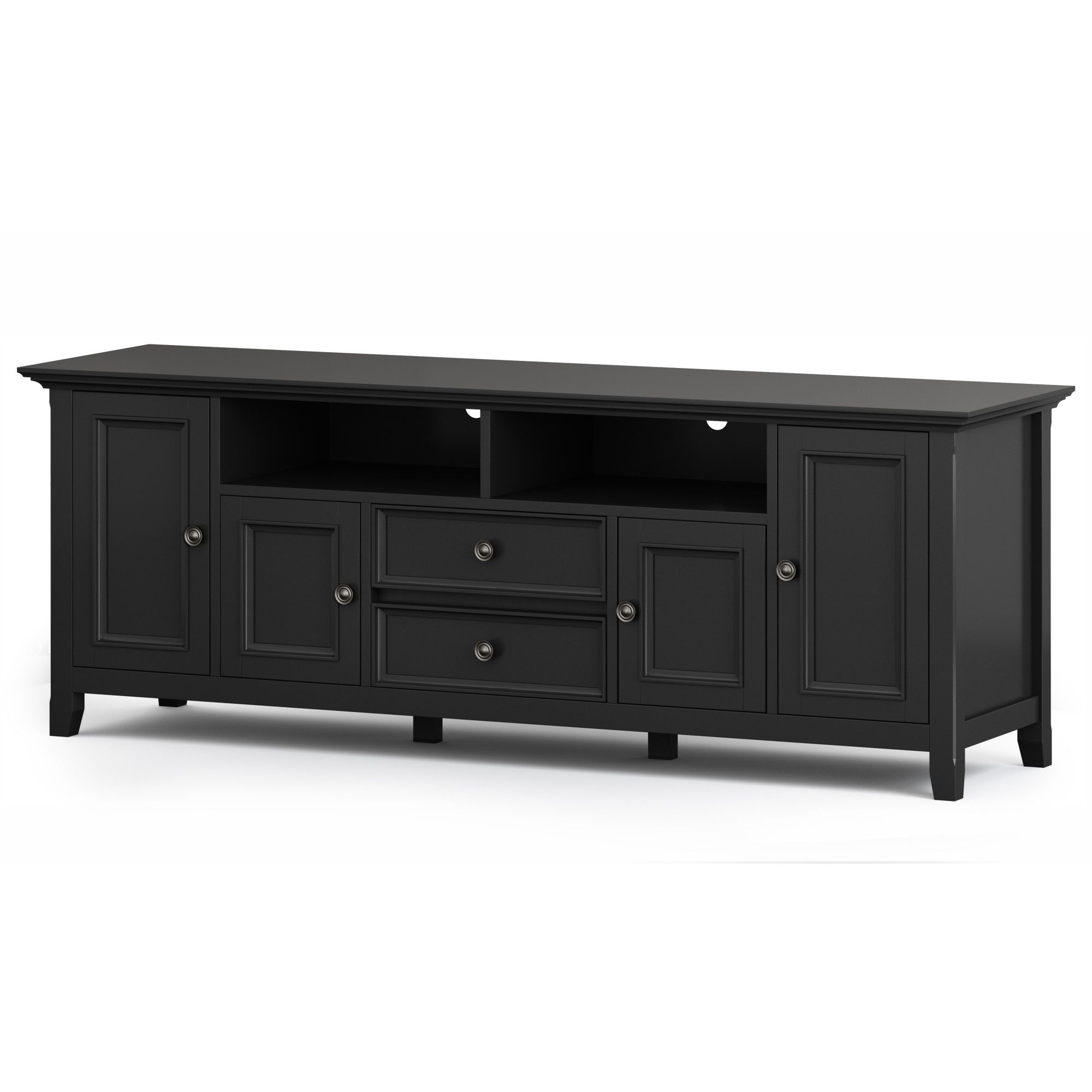 Brooklyn + Max Washington Solid Wood 72 Inch Wide Intended For Bromley Black Wide Tv Stands (Photo 12 of 15)