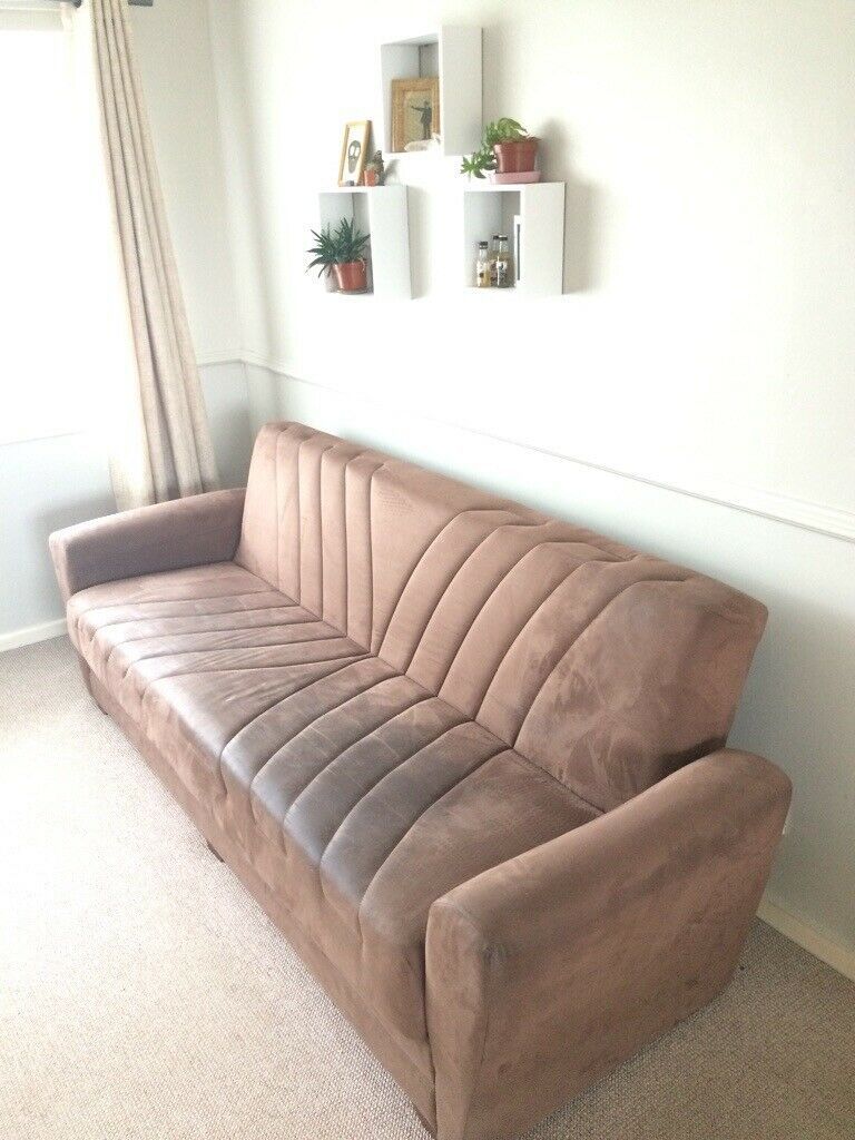 Brown Suede Effect Sofa Bed With Storage | In Goole, East Regarding Prato Storage Sectional Futon Sofas (View 2 of 15)