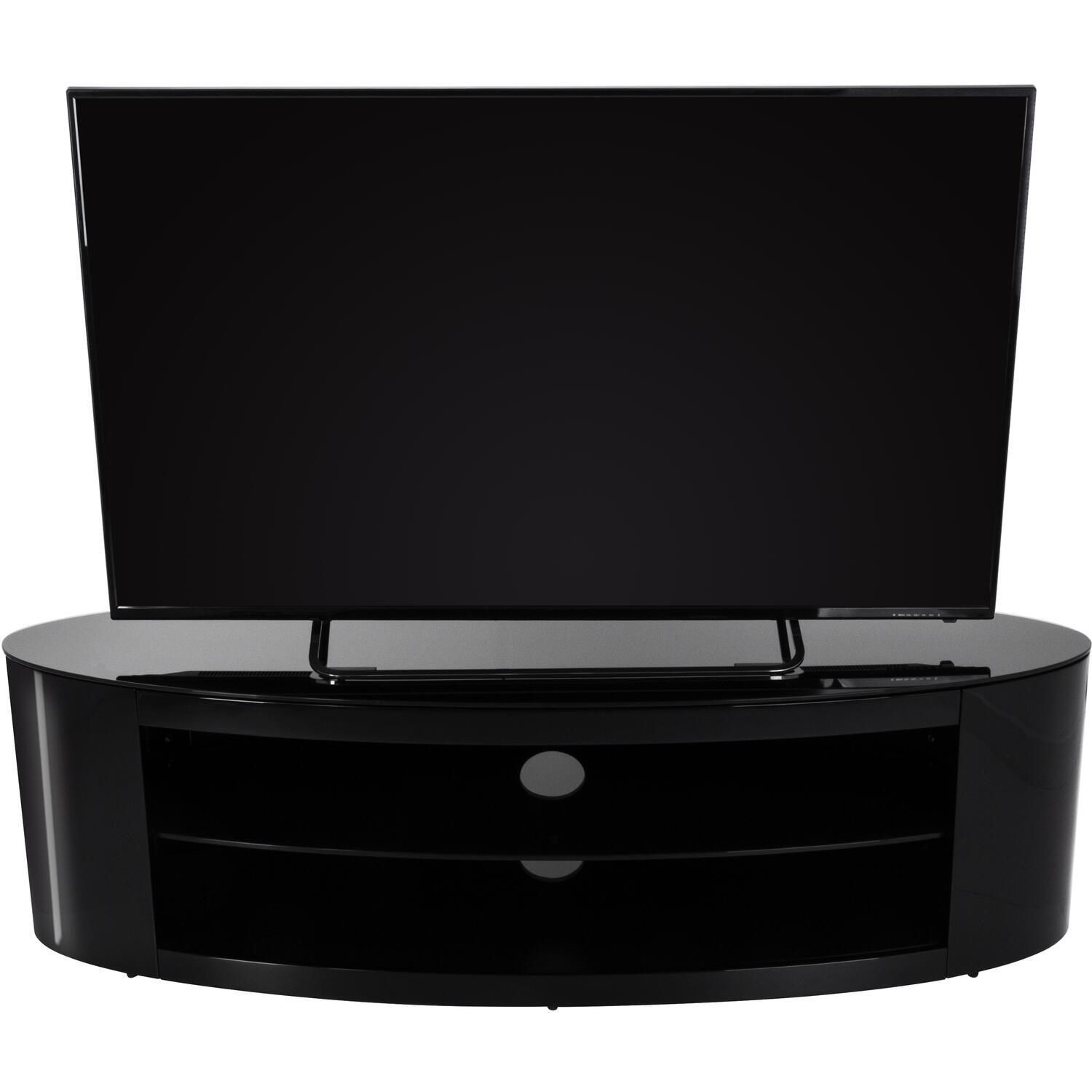 Buckingham Affinity Oval Tv Stand 1400 Black / Black Glass Throughout Black Oval Tv Stand (View 2 of 15)