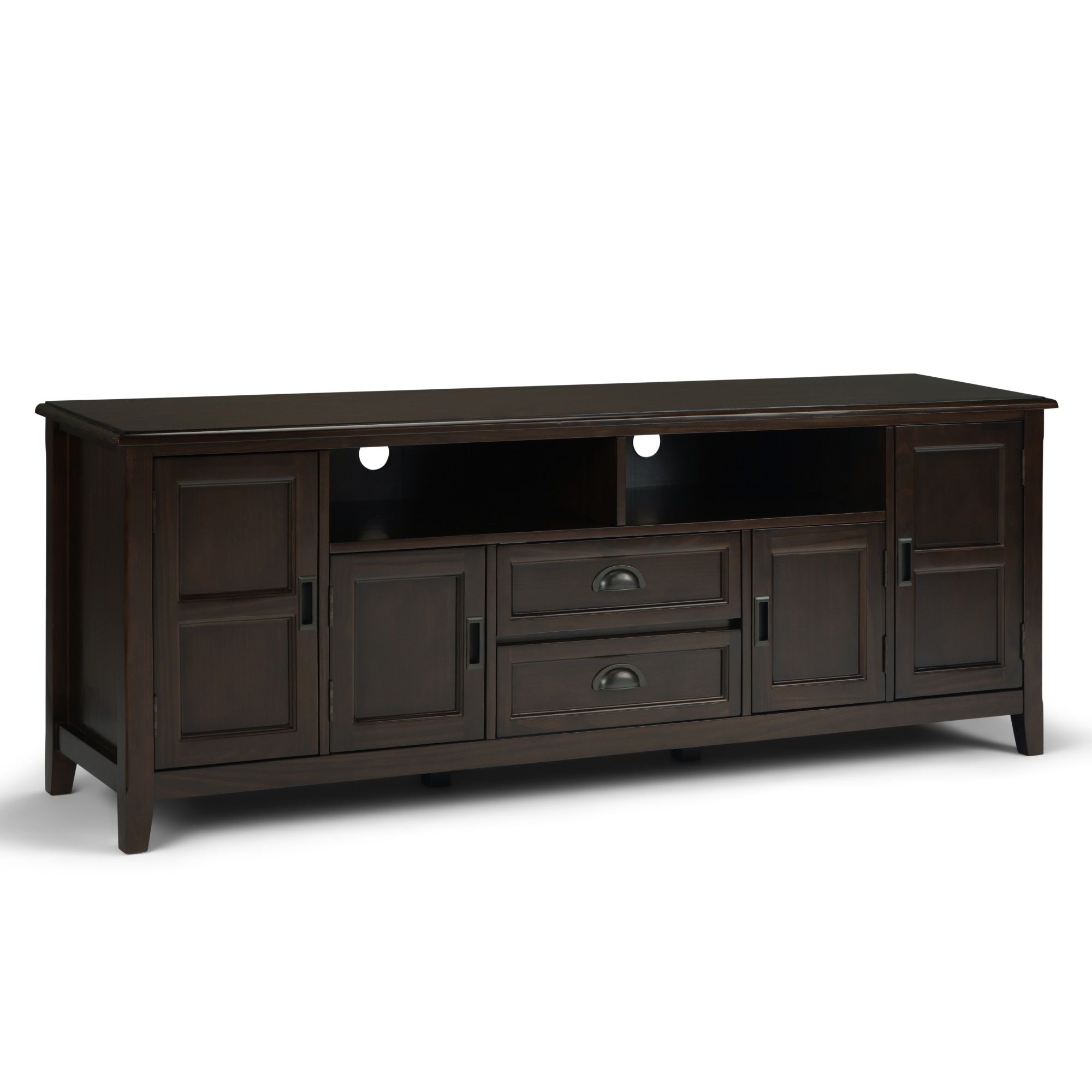 Burlington Solid Wood 72 Inch Wide Traditional Tv Media For Indi Wide Tv Stands (View 9 of 15)