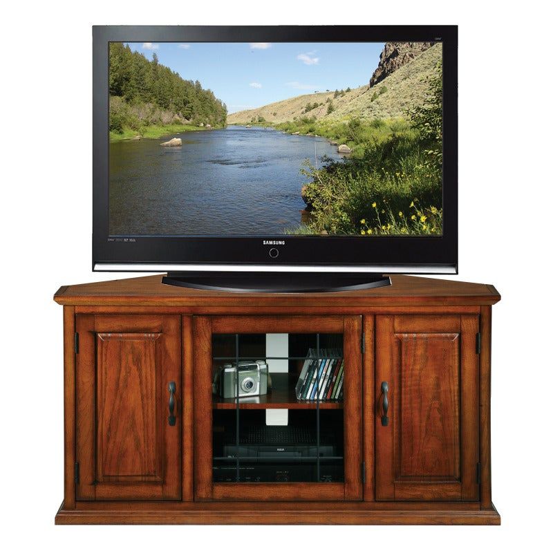 Burnished Oak 50 Inch Tv Stand & Media Console – Overstock Intended For Wooden Tv Stands For 50 Inch Tv (View 15 of 15)
