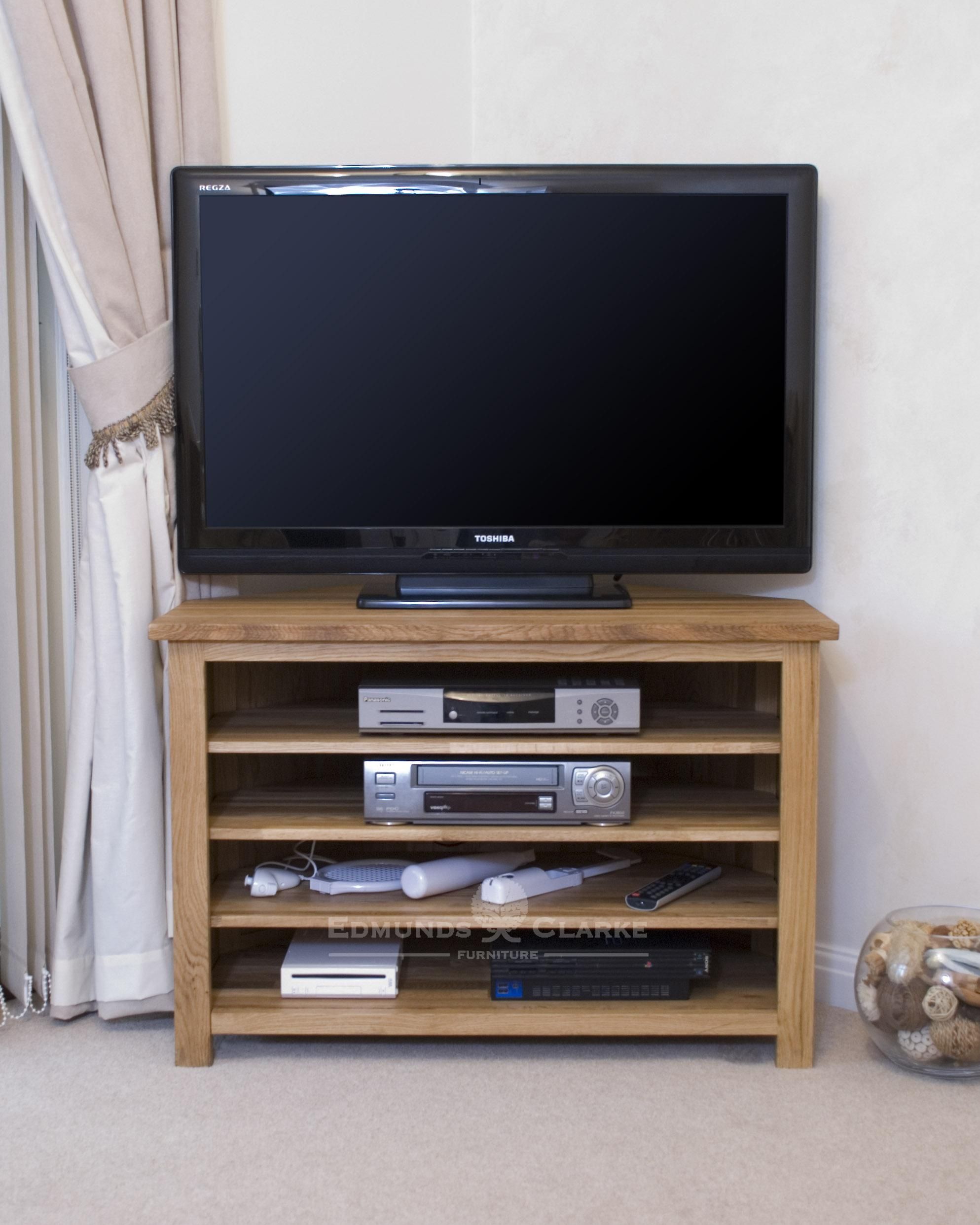 Bury Solid Oak Corner Tv Unit – Adjustable Shelves Regarding Light Oak Tv Corner Unit (Photo 5 of 15)