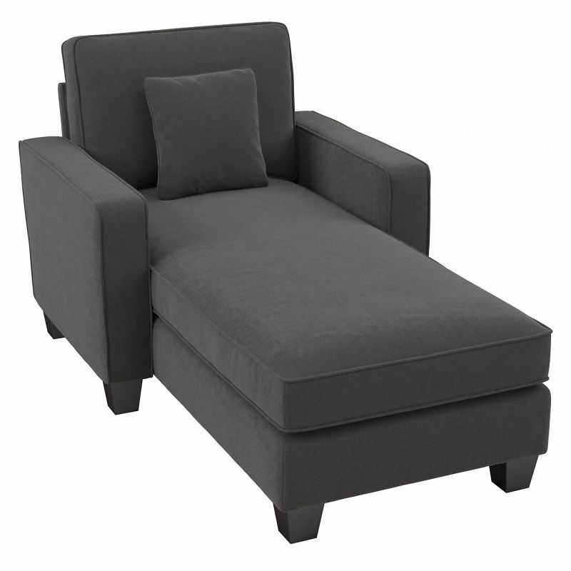 Bush Furniture Stockton 130w Sectional Couch With Double In 102" Stockton Sectional Couches With Reversible Chaise Lounge Herringbone Fabric (View 5 of 15)