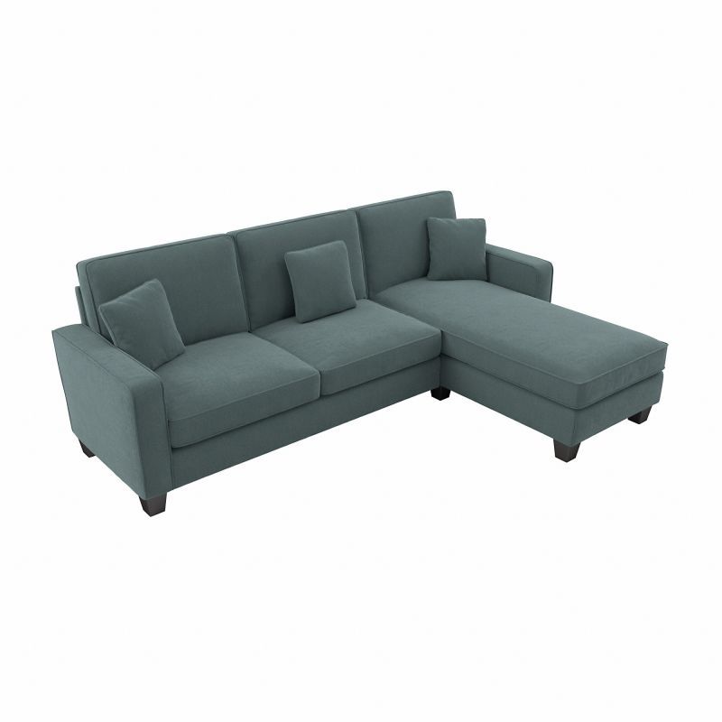 Bush Furniture Stockton 130w Sectional Couch With Double With 130" Stockton Sectional Couches With Double Chaise Lounge Herringbone Fabric (View 7 of 15)