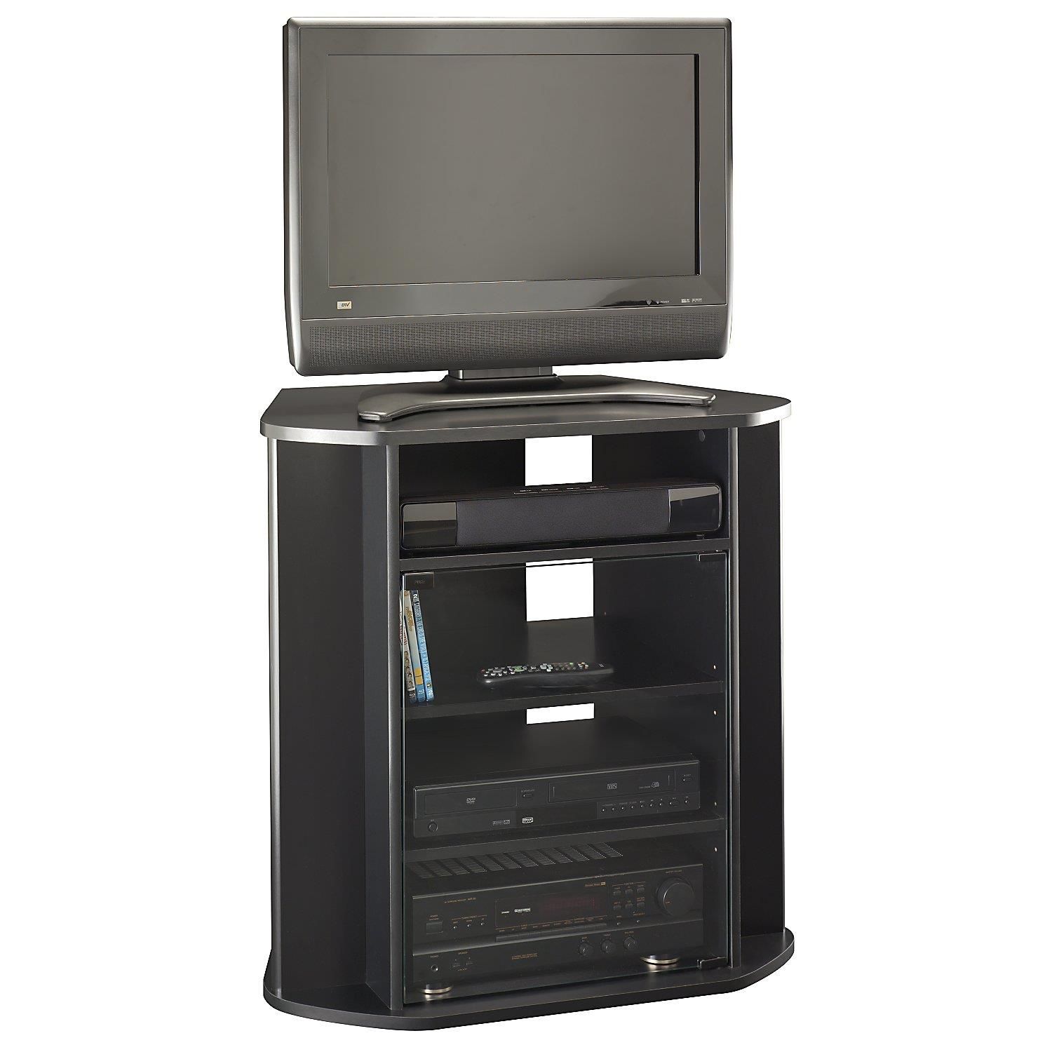 Bush Furniture Tall Corner Tv Standoj Commerce My37927 With Regard To Black Corner Tv Cabinets (View 9 of 15)