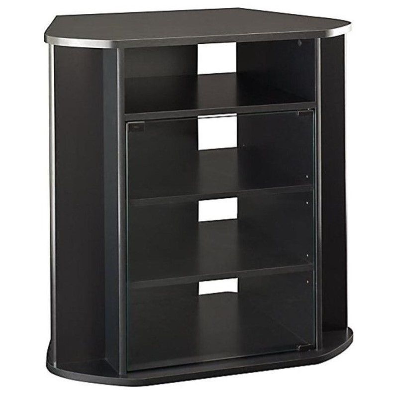Bush Myspace Visions Tall Corner 31" Tv Stand In Black Pertaining To Tall Black Tv Cabinets (Photo 13 of 15)
