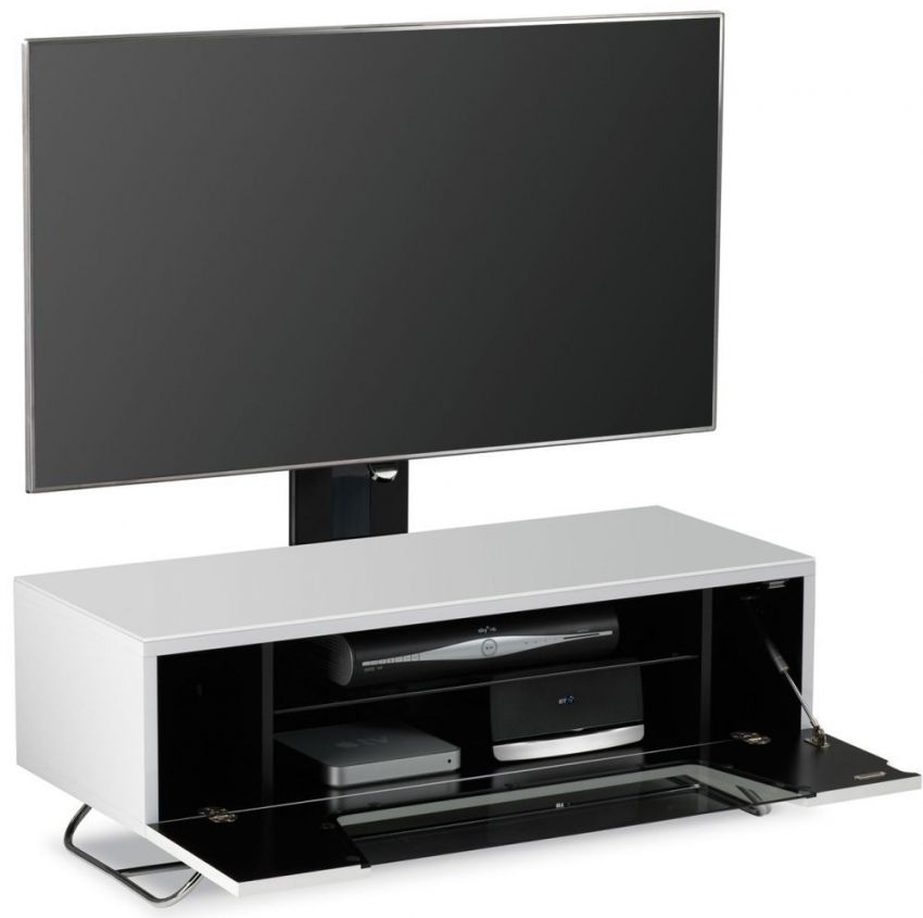 Buy Alphason Chromium 2 White Cantilever Tv Cabinet For Regarding White Cantilever Tv Stand (View 6 of 15)