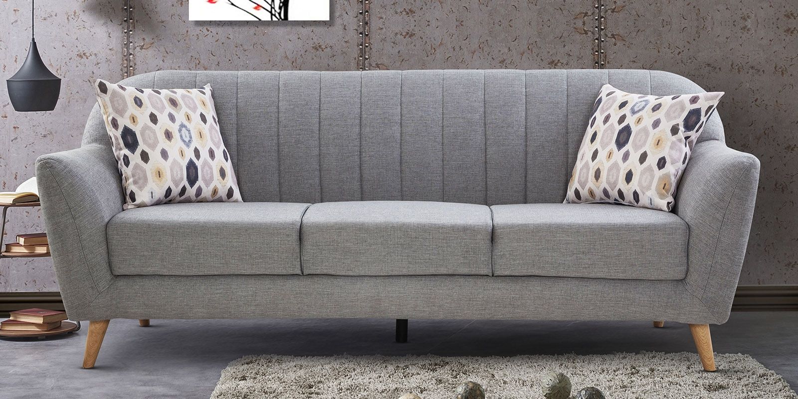 Buy Antalya 3 Seater Sofa In Grey Coloururban Living Within Ludovic Contemporary Sofas Light Gray (View 7 of 15)