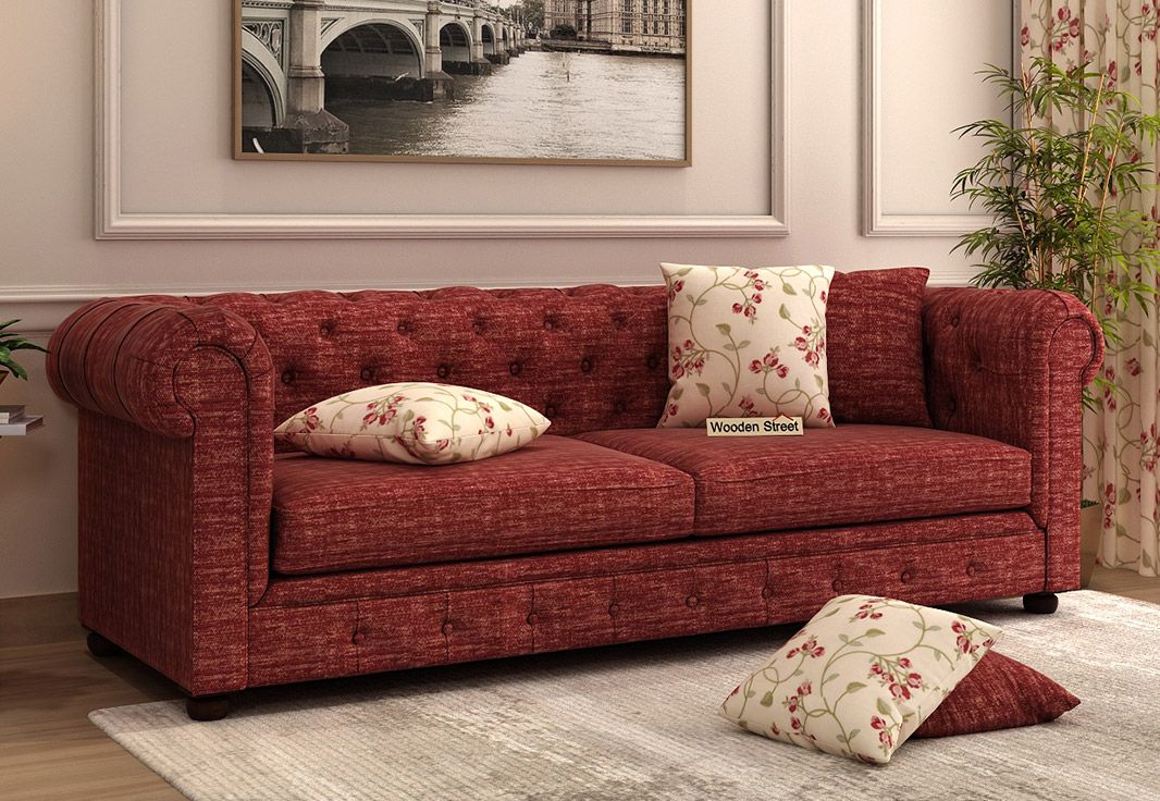 Buy Henry 3 Seater Sofa (fabric, Red Siberia) Online In Within Red Sofas (View 15 of 15)
