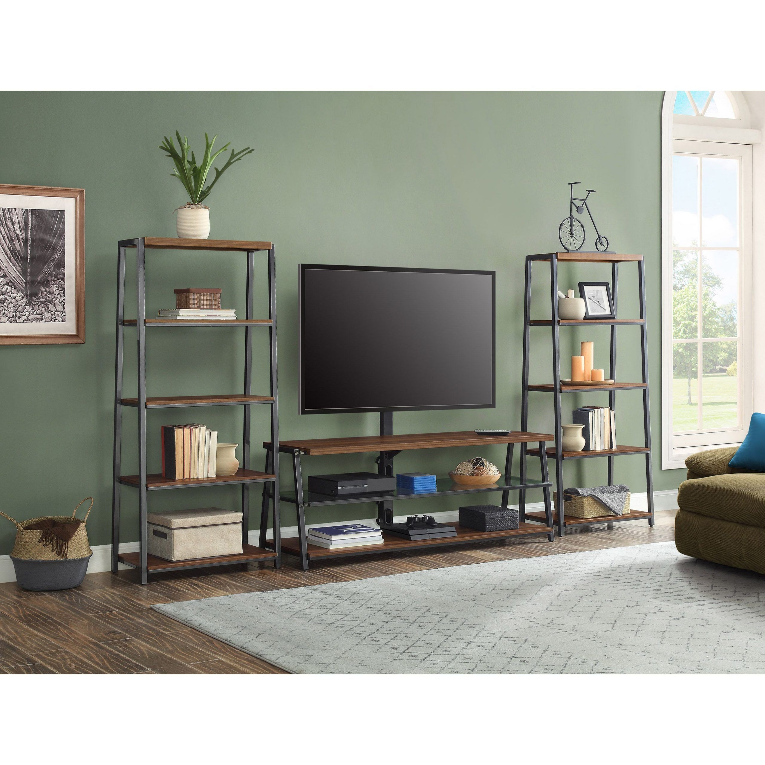 Buy Mainstays Arris 3 In 1 Tv Stand Tv Stand And (2) 4 For Mainstays Arris 3 In 1 Tv Stands In Canyon Walnut Finish (View 13 of 15)