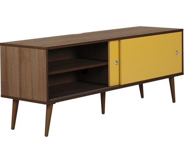 Buy Outline Retro 1400 Mm Tv Stand – Walnut & Yellow Inside Yellow Tv Stands (Photo 8 of 15)