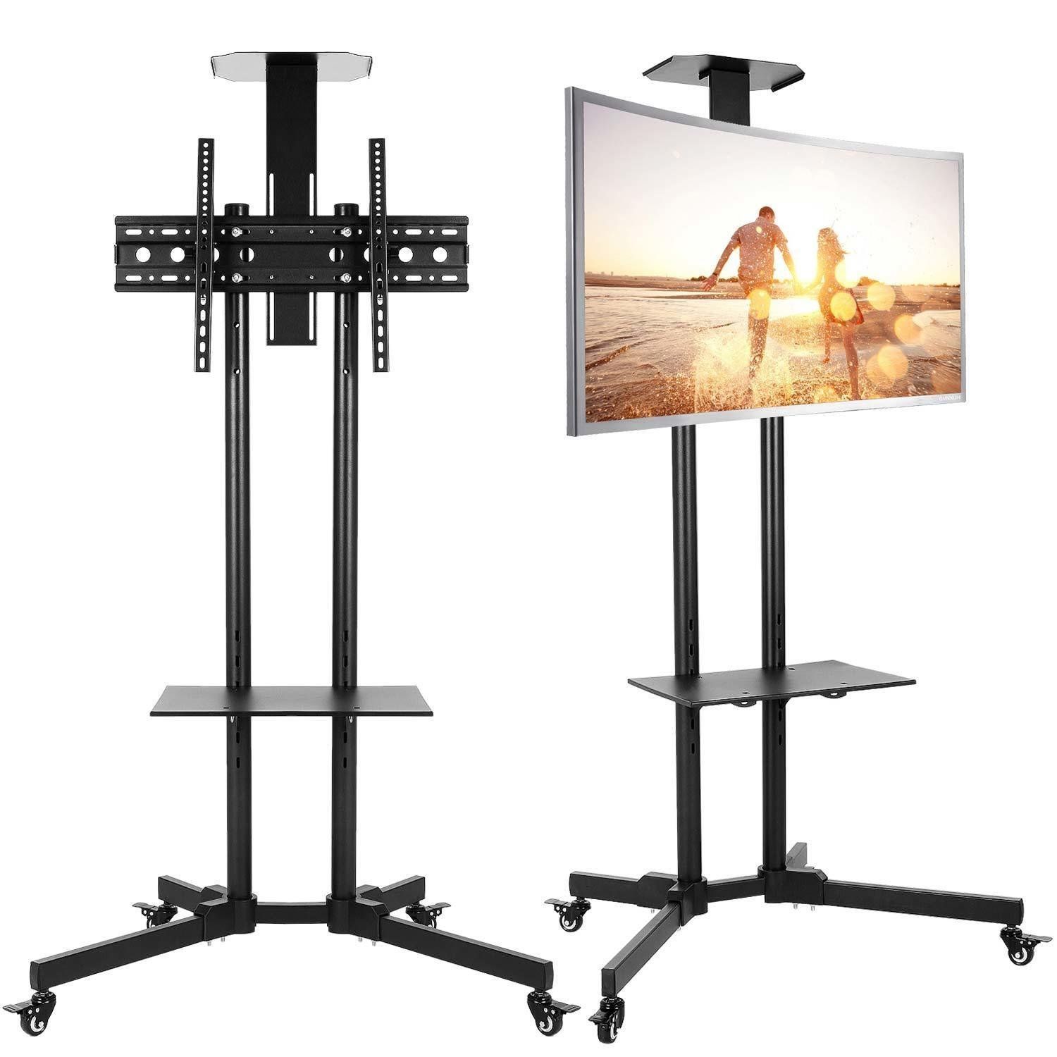 Buy Portable Tv Stand With Wheels For Lcd, Plasma Or Led In Rolling Tv Stands With Wheels With Adjustable Metal Shelf (Photo 4 of 15)