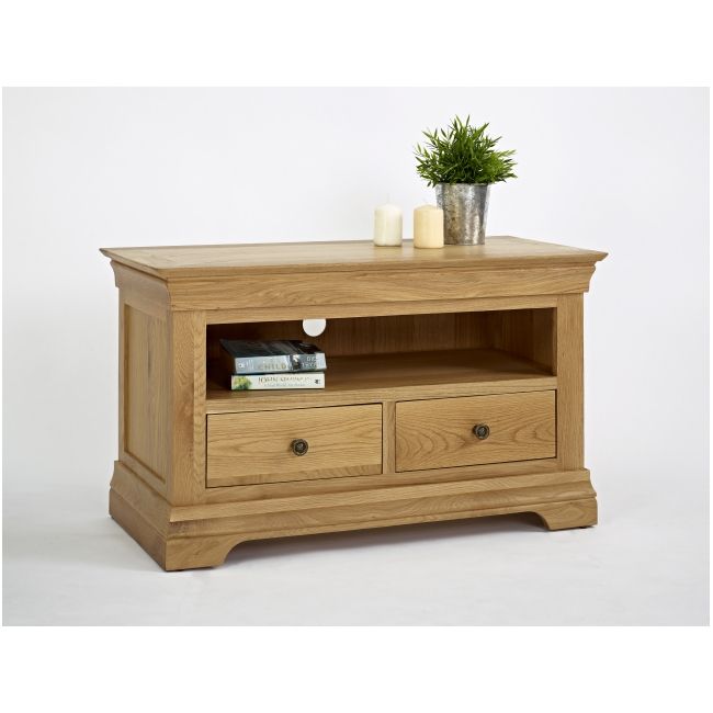 Calais Solid Oak Living Room Furniture Small Television With Regard To Small Oak Tv Cabinets (View 15 of 15)