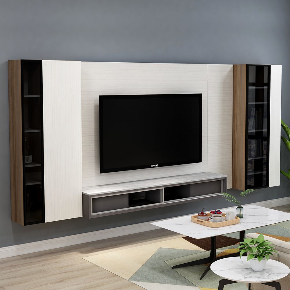 Calis – Mix & Match Tv Wall Cabinet With Extended Wall Intended For Wall Mounted Tv Cabinet With Sliding Doors (View 2 of 15)