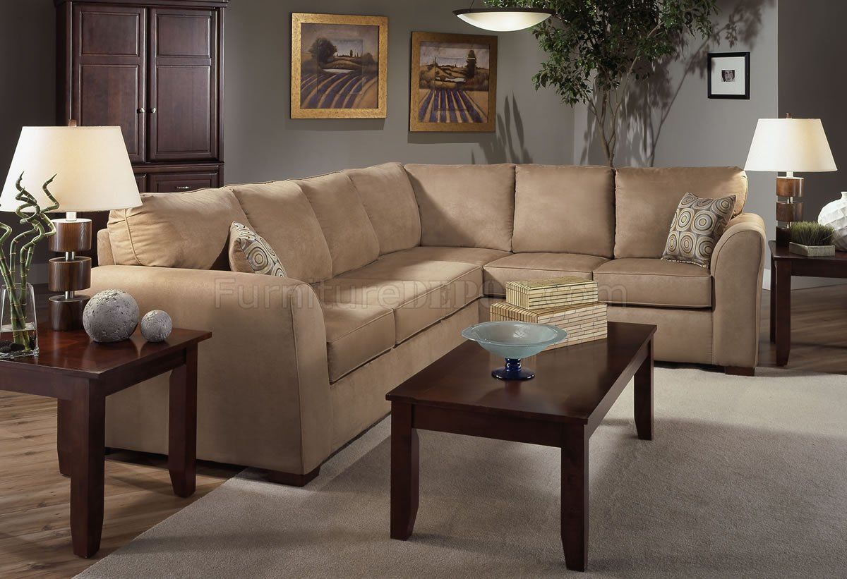 Camel Microfiber Modern Sectional Sofa W/optional Items Inside 3pc Ledgemere Modern Sectional Sofas (View 3 of 15)