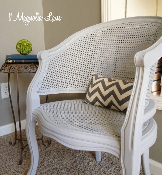 Cane Chair Update With Grey Chalk Paint | 11 Magnolia Lane Regarding Lucy Cane Grey Corner Tv Stands (View 6 of 15)