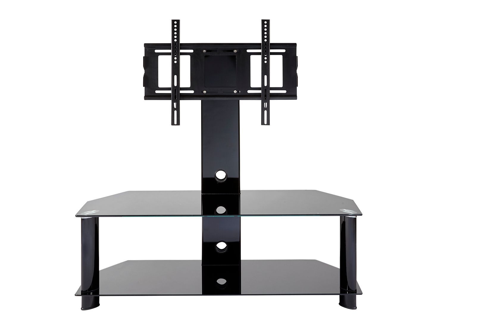 Cantilever Tv Stand Black Glass Universal Corner Unit 32 With Regard To Corner Tv Stands With Bracket (View 5 of 15)