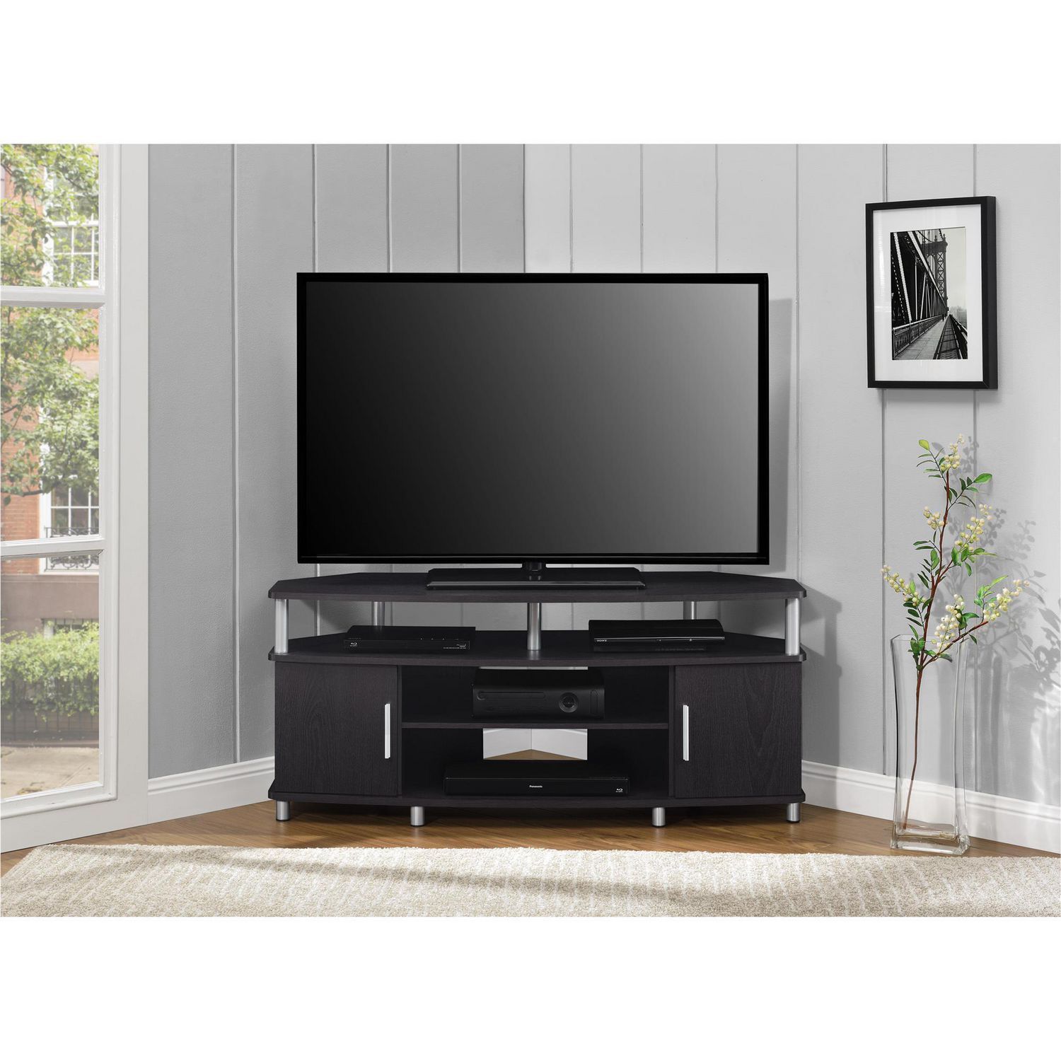 Carson Corner Tv Stand For Tvs Up To 50", Black/cherry In Corner Tv Stands For 50 Inch Tv (View 4 of 15)