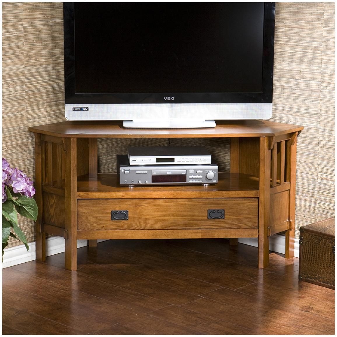 Carson Oak Corner Media Stand – 579128, Entertainment Intended For Unique Corner Tv Stands (View 6 of 15)