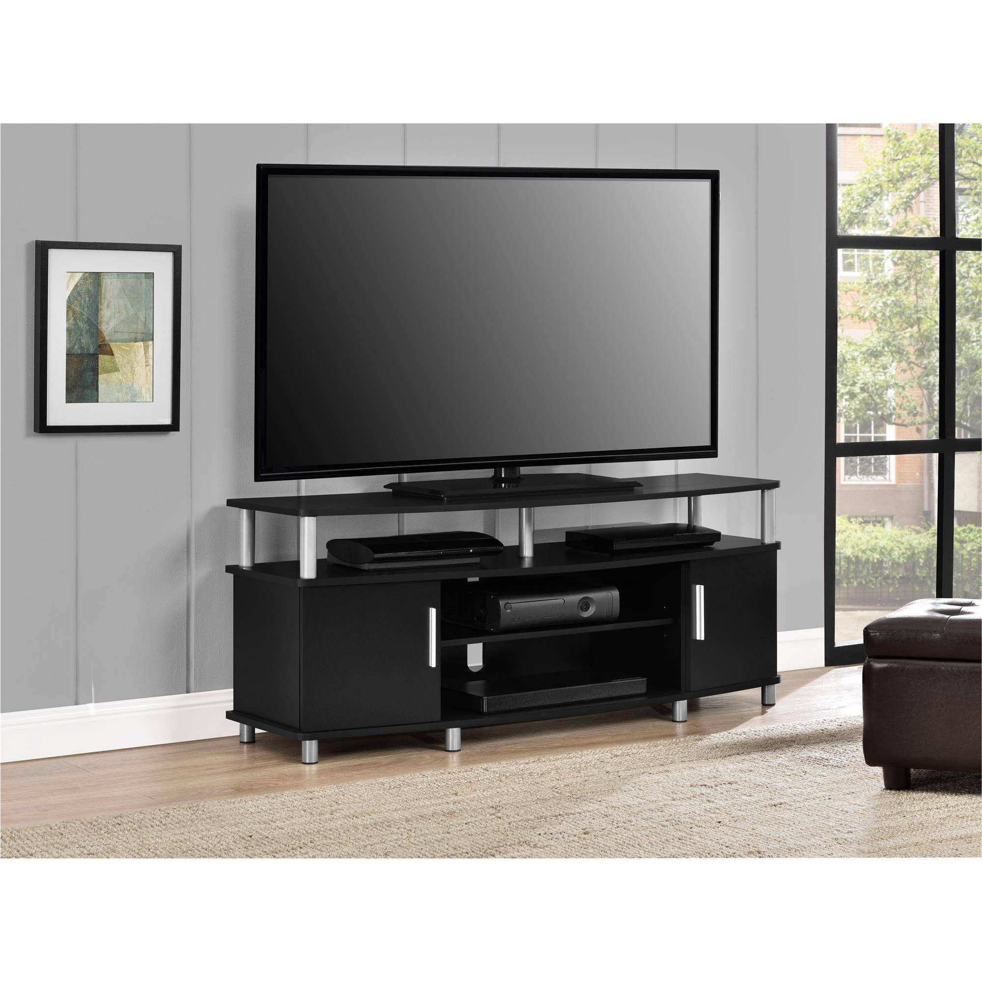 Carson Tv Stand For Tvs Up To 50" Wide, Black – Walmart Intended For Bromley Black Wide Tv Stands (Photo 7 of 15)