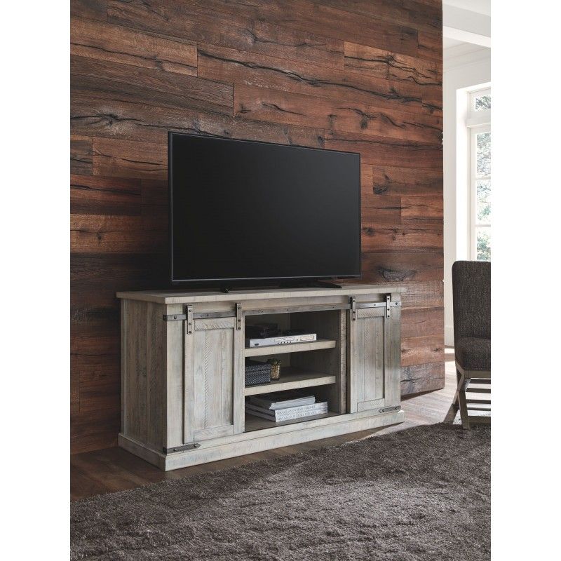 Carynhurst – Whitewash – Large Tv Stand With Regard To Claudia Brass Effect Wide Tv Stands (View 5 of 15)