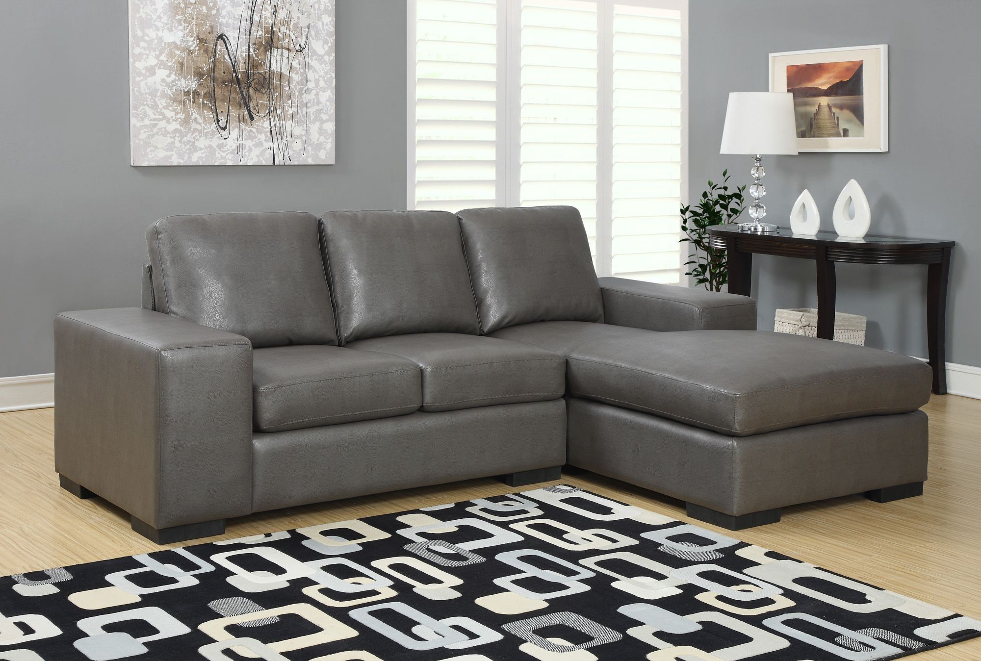 Charcoal Gray Bonded Leather/match Sofa Sectional From With Regard To Sectional Sofas In Gray (View 14 of 15)