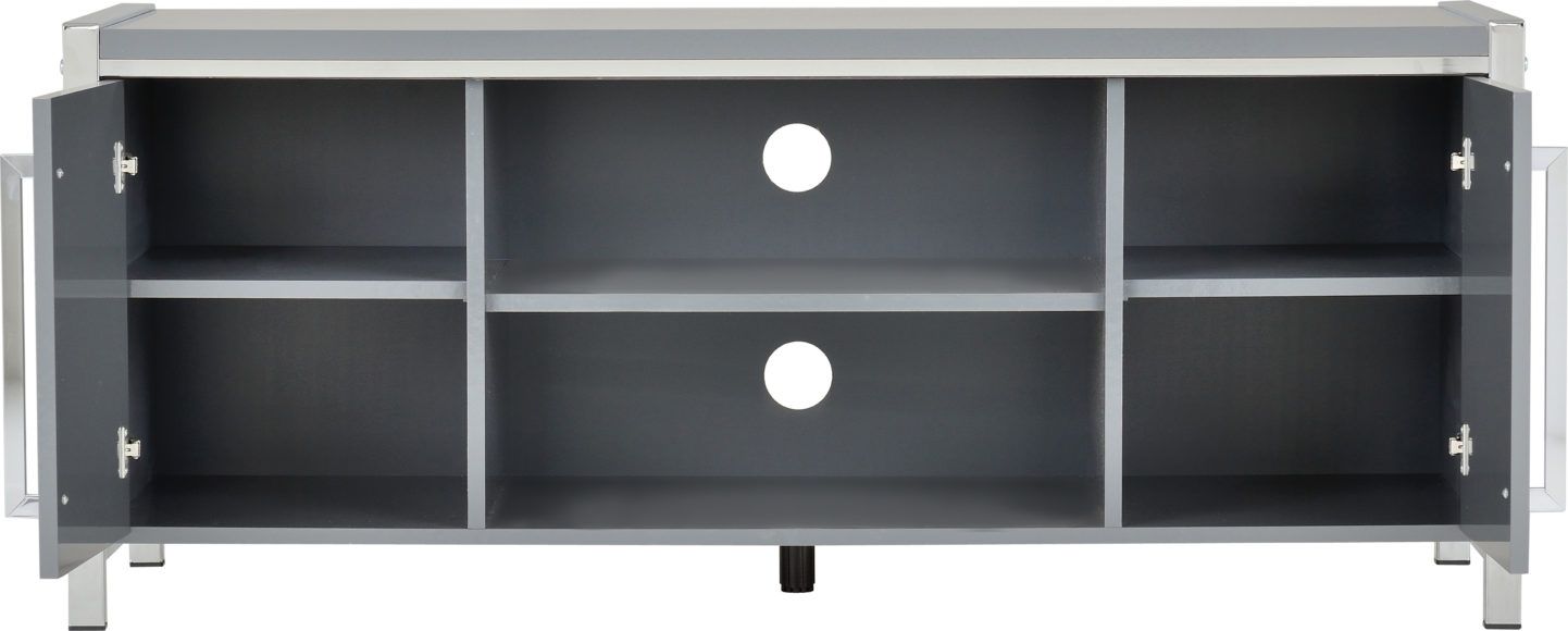 Charisma 2 Door Tv Unit – Grey Gloss/chrome Throughout Charisma Tv Stands (View 2 of 15)