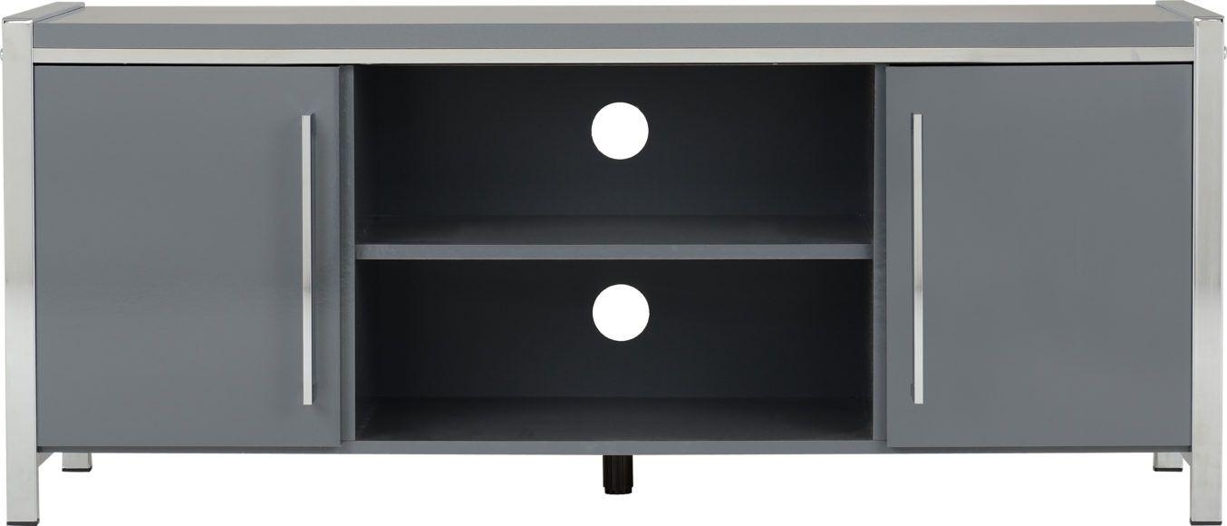 Charisma 2 Door Tv Unit – Grey Gloss/chrome With Charisma Tv Stands (View 3 of 15)