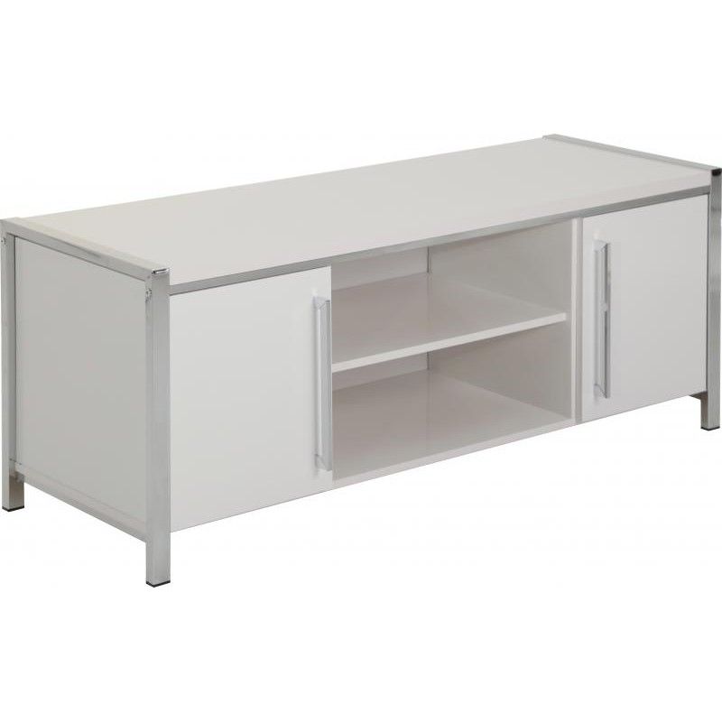 Charisma 2 Door Tv Unit In White Gloss/chrome Brixton Beds Within Charisma Tv Stands (View 8 of 15)