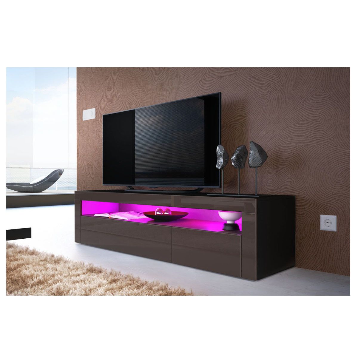 China High Gloss Uv Black Led Light Sideboard Tv Unit With Dillon Black Tv Unit Stands (View 4 of 15)
