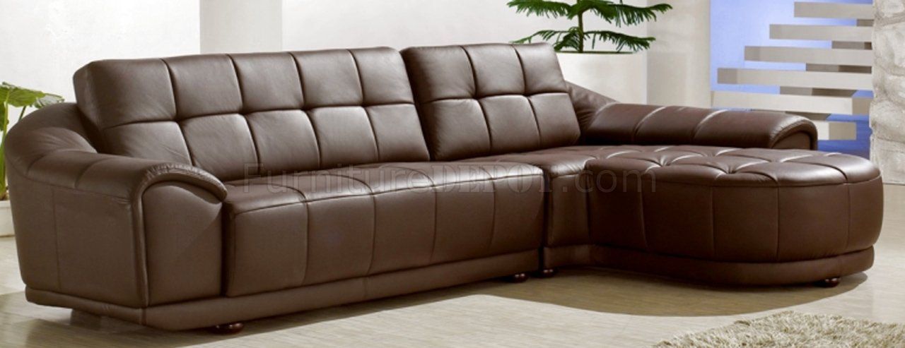 Chocolate Brown Bonded Leather Modern Stylish Sectional Sofa Within 3pc Bonded Leather Upholstered Wooden Sectional Sofas Brown (View 5 of 15)