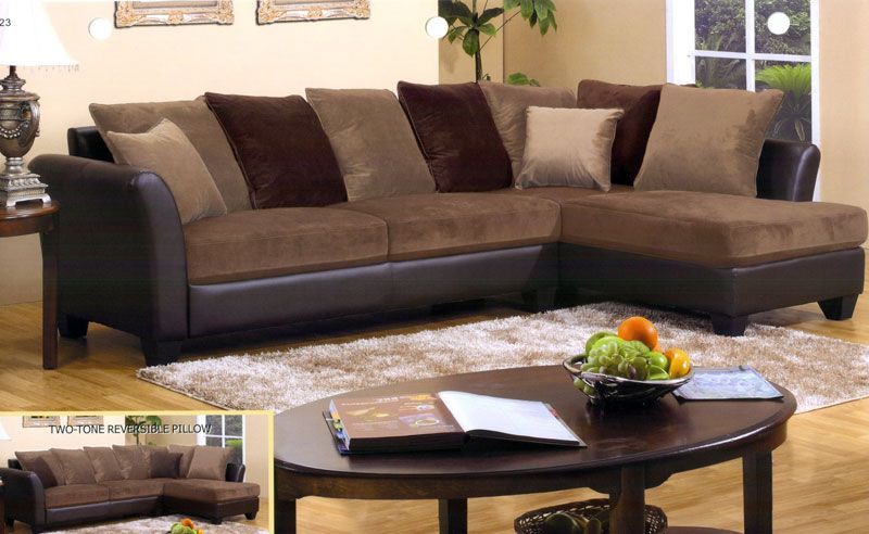 Chocolate Brown Sectional Sofa With Chaise – Redboth With 2pc Luxurious And Plush Corduroy Sectional Sofas Brown (View 4 of 15)