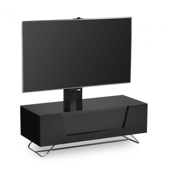 Chromium 2 Cantilever Tv Stand In Black For 50" Tvs Inside Milan Glass Tv Stands (Photo 1 of 15)