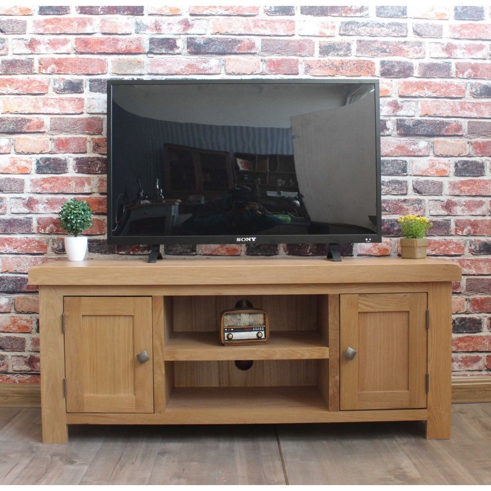 Chunky Solid Oak Furniture Large Television Cabinet – Sale For Chunky Wood Tv Unit (View 8 of 15)