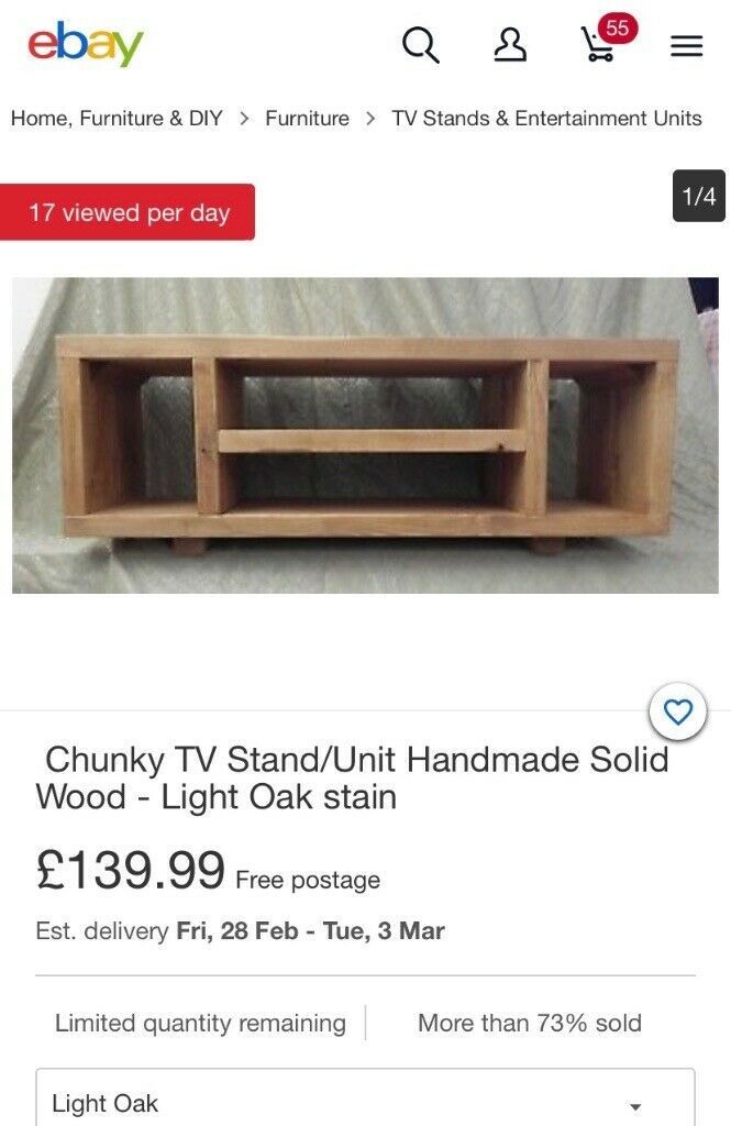 Chunky Tv Stand/unit Handmade Solid Wood – Light Oak Stain For Chunky Tv Cabinets (View 12 of 15)