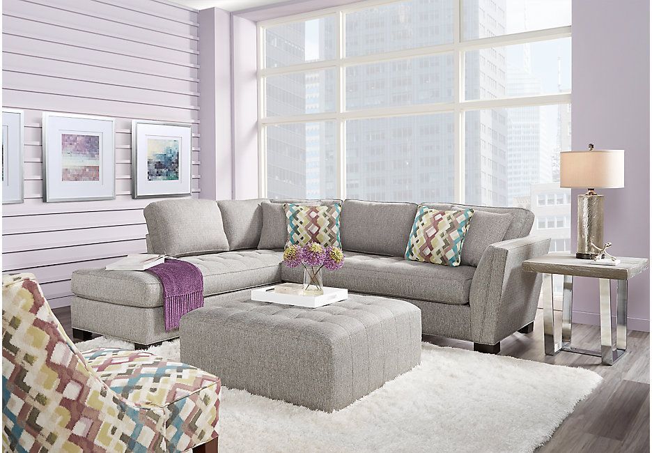 Cindy Crawford Home Calvin Heights Gray 2 Pc Sectional In Calvin Concrete Gray Sofas (View 4 of 15)