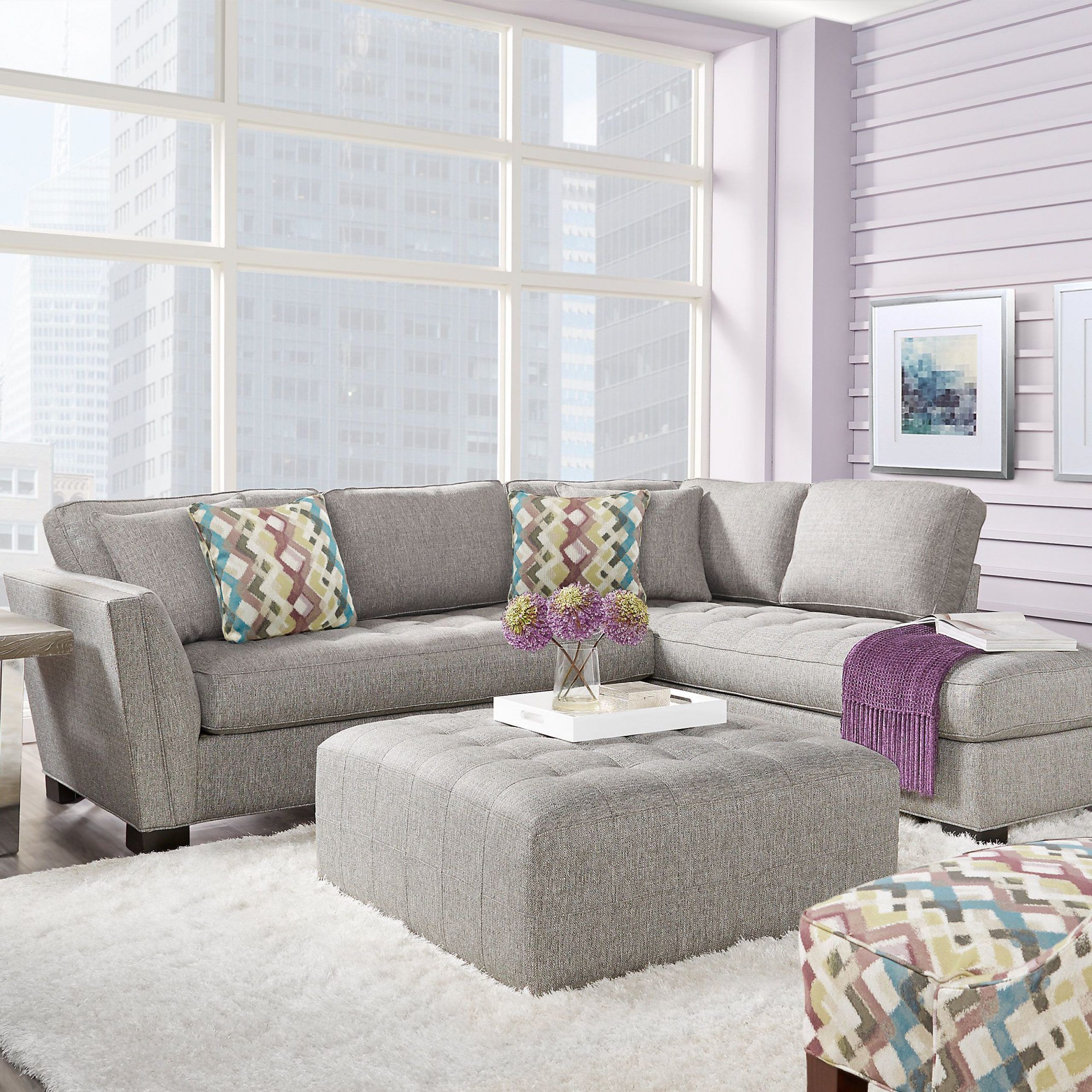 Cindy Crawford Home Calvin Heights Gray 2 Pc Sectional Within Calvin Concrete Gray Sofas (View 2 of 15)