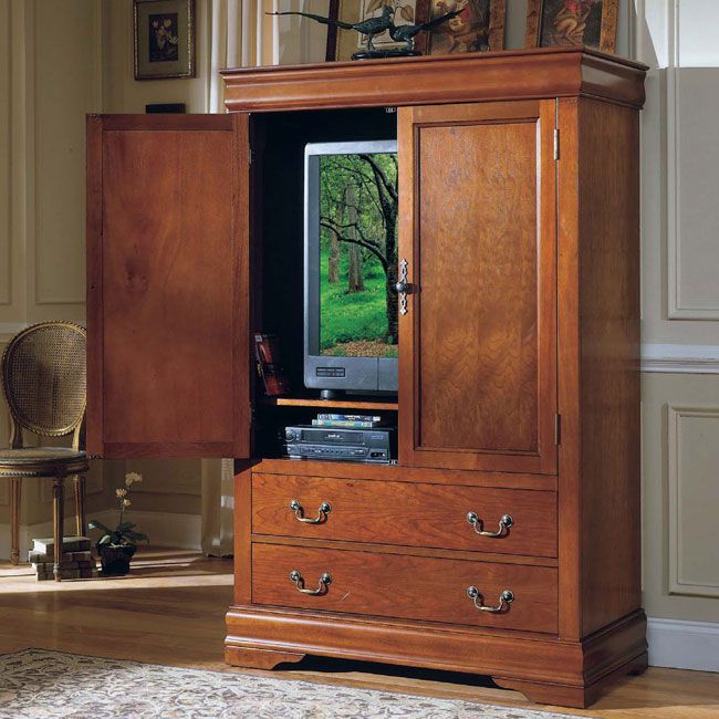 Claremont Cherry Tv Armoire – 10511007 – Overstock With Wood Tv Armoire (View 11 of 15)