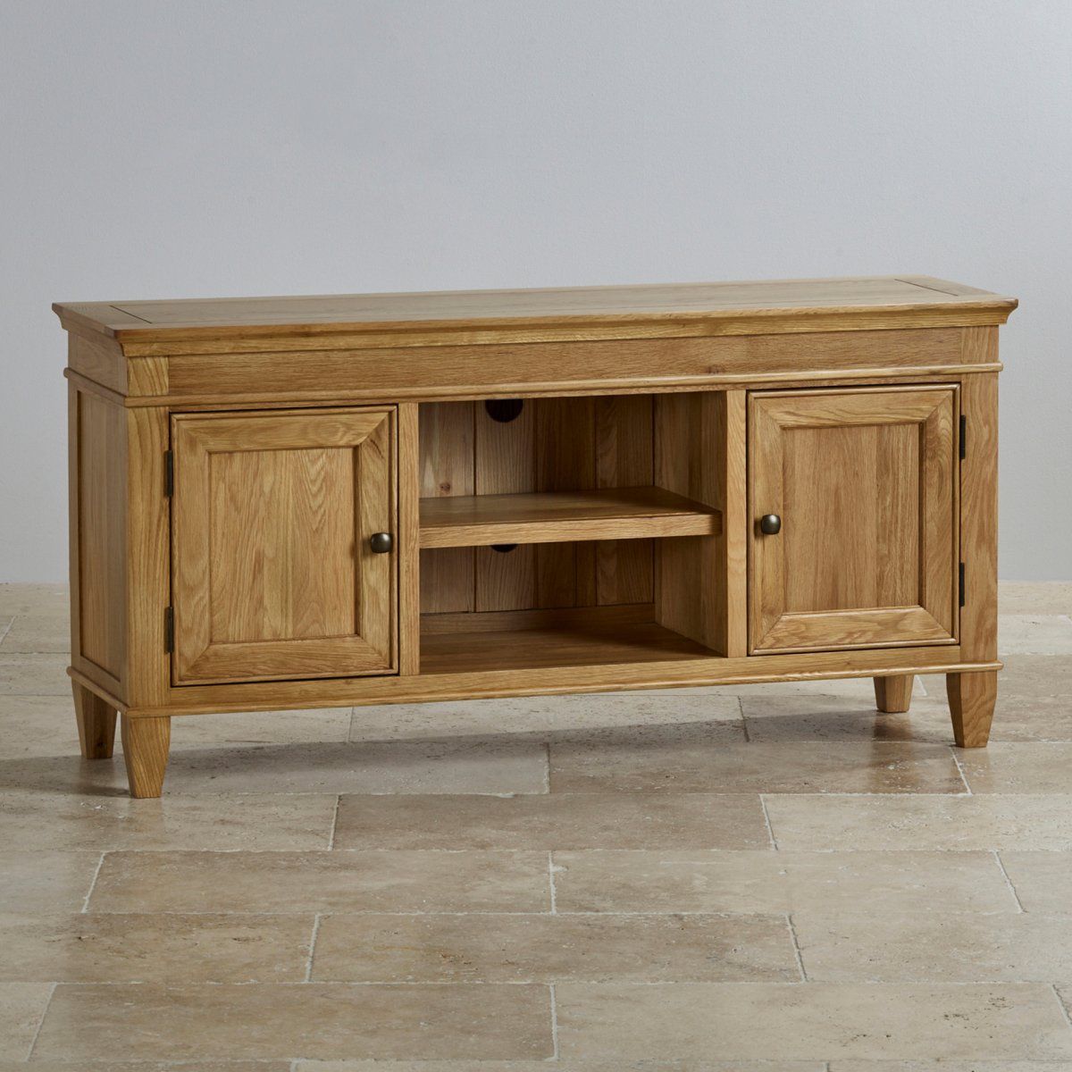 Classic Tv Cabinet In Natural Solid Oak | Oak Furniture Land Inside Large Oak Tv Cabinets (Photo 4 of 15)